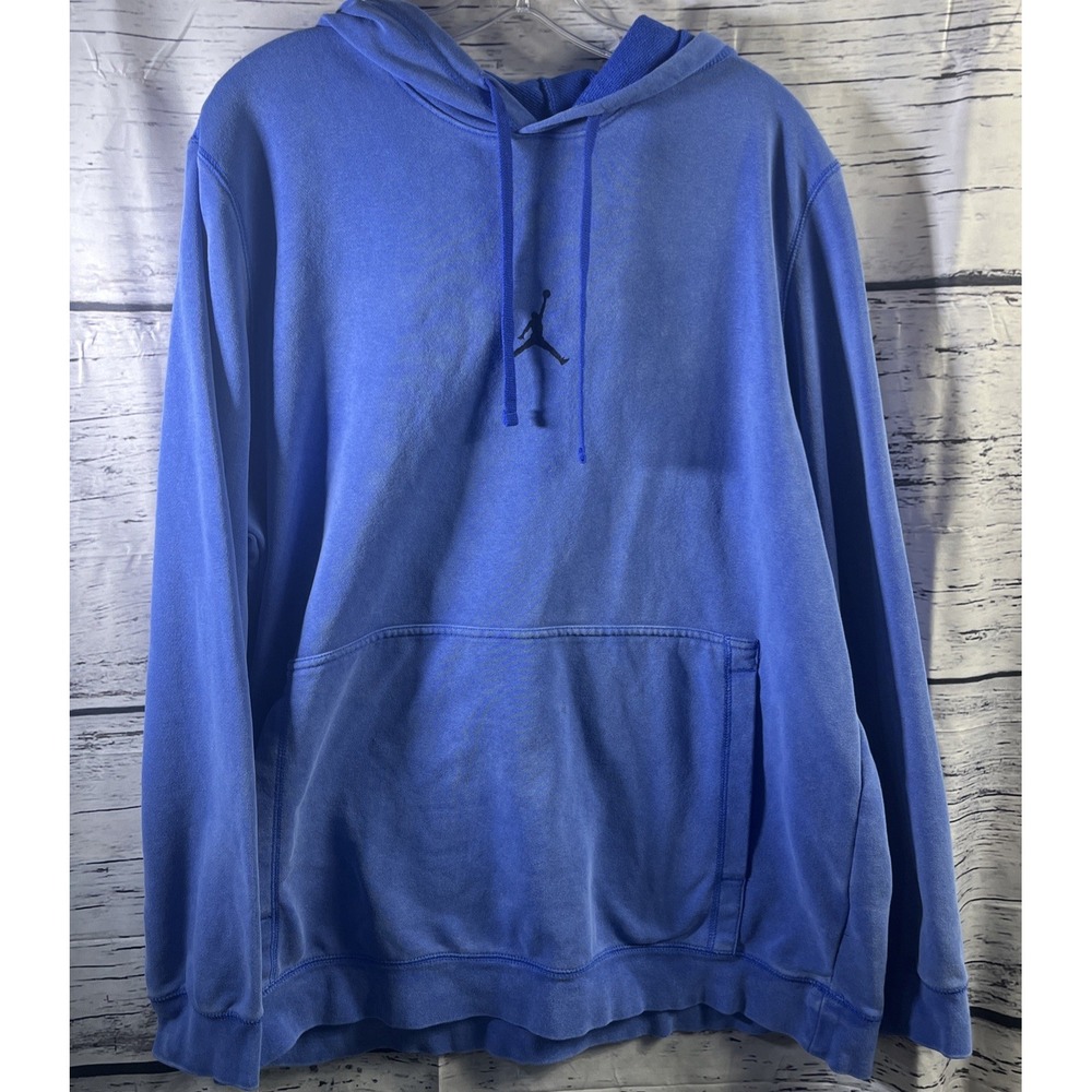 Jordan Blue Jumpman Logo Faded Blue Pullover Sweatshirt Hoodie Mens Size XL